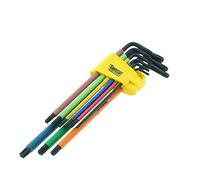 SabreCut 9 Piece SCTX009B Soft Grip Black Oxide Extra Long Torx Security Key Set with Colour Coding - Sizes T10-T50