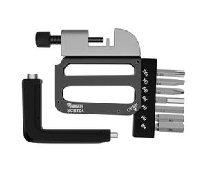 SabreCut SCBT04 8 in 1 Compact Folding Bike Repair Tool Kit with Hex (H3-H6), Torx T25, PH2, SL4, Chain Rivet Extractor & Detachable Bit Driver
