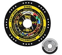 SabreCut VB115MEGRB 115mm (4.5 inch) x 22.23mm Bore Vacuum Brazed Metal Cutting Angle Grinder Diamond Disc Blade and 45mm M14 Quick Change Heavy Duty Grinder Locking Retaining Flange Nut Kit