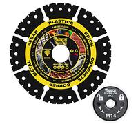 SabreCut VB125MUGRA 125mm (5 inch) x 22.23mm Bore Vacuum Brazed Multi Material Cutting Angle Grinder Diamond Disc Blade and 46mm M14 Quick Change Heavy Duty Grinder Locking Retaining Flange Nut Kit