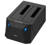 SABRENT 2 Bay Hard Drive Docking Station, Dual SSD HDD 2.5 3.5 inch SATA case Dock, External SSD Enclosure + Power Adapter, Offline cloning, LED Indicator, Tool-Free, USB Cables Included (EC-HD2B)