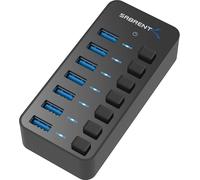SABRENT USB hub 3.2x1 with power adapter 36W, 7 port usb3 fast Powered data hub, multiple USB splitter, USB docking station, multiport hubs, LEDs on/off Switch compatible with pc Laptop MacBook iMac