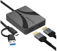 SABRENT USB Type-C/A to Dual HDMI Adapter, 4K@60Hz, Extended & Mirror Modes, Alt Mode + DisplayLink Compatible, Stereo/5.1 Audio, HDCP Support, Aluminum Housing, Plug & Play, (DA-CA2H)