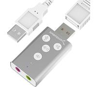 SABRENT External Sound Card Aluminum USB 3D Stereo Audio Adapter for Windows and Mac. Plug and Play, Silver (AU-DDAS)