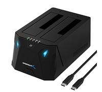 SABRENT Hard Drive Docking Station, 2 Bay SSD HDD 2.5 3.5 Inch SATA USB C Dock, External SSD Enclosure, Power Adapter, Offline Cloning, LED Indicator, Tool-Free, USB-C Cables Included (EC-CH2B)