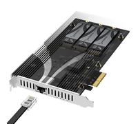 SABRENT PCIe 3.0 x4 Add-in Card with 10GbE and 3X M.2 NVMe SSD Slots, Tool-Free Aluminum Heatsink, Supports 2230/2242/2260/2280, No Bifurcation Required, NAS/Server/PC Compatible (EC-PM2L)