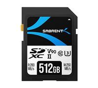 SABRENT SD card 512GB V90, SDXC card UHS-II, memory card SDHC, Class 10, U3, Full HD & 8K UHD card, 280MB/s for professional photographers, videographers, vloggers (SD-TL90-512GB)