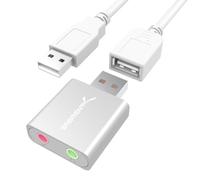 SABRENT USB Audio Adapter, External Sound Card, 3.5mm to USB Headphone Adapter, Stereo Sound with TRRS, Extension included (AU-EMAC)