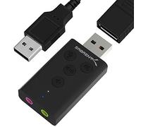 SABRENT USB Audio Adapter With Control Buttons, External Sound Card, 3.5mm to USB Headphone Adapter, USB DAC with TRRS, USB extension included (AU-DDAB)