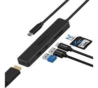 SABRENT USB C adapter, USB-C hub 3.2, multiple usb port Splitter, fast data multiport docking station with 4K HDMI | 1 USB 3.0 HUB | 2 USB hub 2.0 | USB-C PD 60W | SD Micro SD card reader (HB-TC6C)