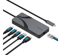 SABRENT USB C Dock (6-in-1) Lightning Fast Ethernet 2.5Gbps, USB 4 Hub 10Gbps Laptop Dock Charger 100W PD 3.0, USB C Hub with HDMI 2.1 Supporting 8K@60Hz/4K@144Hz (DSC enabled) Monitors, (HB-U4HP)