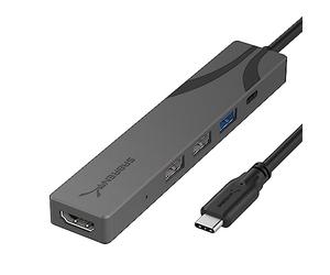 SABRENT USB C Hub Multi Port Power Docking Station with 4K HDMI Out, 3 Port USB Type-A + USB Type-C Extension Hub for PC, Laptop, iMac, MacBook (HB-SHPU)