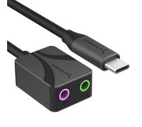 SABRENT USB Type-C Audio Adapter with 24-Bit/96KHz Hi-Res Sound, Dual 3.5mm Jacks for Mic & Stereo, Aluminum Body, Plug-and-Play - Compatible with Headsets, Laptops, Desktops, Smartphones (AU-UCMA)