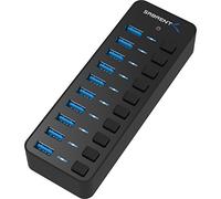 SABRENT USB Hub 10 Port Powered USB Docking Station 60W, Fast data Hub Multiple 3.2x1 USB Splitter, LEDs On/Off Switch Compatible with PC Laptop MacBook iMac (HB-BU10)