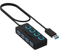 SABRENT USB Hub 4 Port Fast 5Gbps Splitter 3.2, with LED Switches, 4