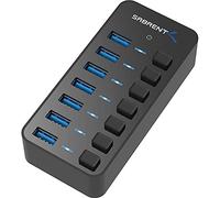 SABRENT USB hub 3.2x1 with power adapter 36W, 7 port usb3 fast Powered data hub, multiple USB splitter, USB docking station, multiport hubs, LEDs on/off Switch compatible with pc Laptop MacBook iMac