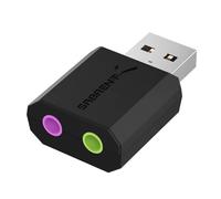 SABRENT USB to AUX Adapter, External USB Sound Card with 3.5mm Jack for Headphones & Mic, Plug & Play Stereo Converter for PC, Mac, PS5, Steam Deck, Laptop (AU-MMSA)