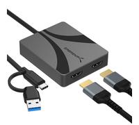 SABRENT USB Type-C/A to Dual HDMI Adapter, 4K@60Hz, Extended & Mirror Modes, Alt Mode + DisplayLink Compatible, Stereo/5.1 Audio, HDCP Support, Aluminum Housing, Plug & Play, (DA-CA2H)