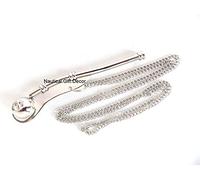 Sabri Home Gifts 5" Brass Boatswain Whistle With Chain Bosun Call Pipe Nautical Marine Nickle Finish