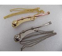 Sabri Home Gifts Brass Boatswain Whistle 5" With Chain Bosun Call Pipe Nautical - Set Of 2