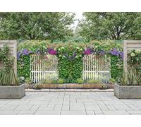 Sabrikas Let Your Creative Spirit Run Free Floral Garden White Fence Mural, Tapestry & Curtain - Waterproof Outdoor Wall Hanging & Flower Wall Art for Fence and Patio W157.48 inches x H70.87 Inches