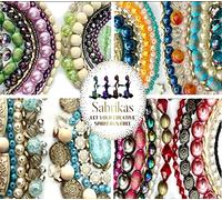 Sabrikas Let Your Creative Spirit Run Free Set of 4 Packs of Mixed Jewellery Making Beads for DIY Hobby Crafts Wooden Glass Metal & Pearl 4mm - 20mm to Make Bracelets, Earrings & Necklaces