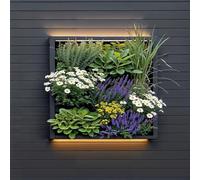 Sabrikas Modern Black Fence Panel Privacy Screen Botanical Garden Mural with LED Lighting effect Tapestry Backdrop Outdoor Waterproof Curtain ((Panel 3 W180cm x H180cm W70.87 x H70.87 inches)