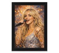 Sabrina Carpenter Art Styled Signed Poster Print - Limited Edition Autograph Fan Gift, Collectible Pop Music Memorabilia Wall Art Merchandise (A3 Framed)