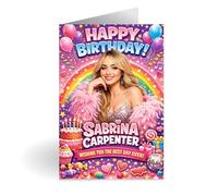 Sabrina Carpenter Birthday Greeting Card - A5 Luxury Birthday Card with Decorative Inside, Includes White Envelope - Pop Star Birthday Card for Fans