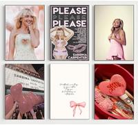 Sabrina Carpenter Themed Wall Art Prints Set Of 6 Prints - Wall Art Home Decor Gifts ALL 6 PRINTS INCLUDED! Sabrina Singer Bow (A3)