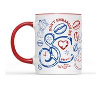 Sabrina Inspired Carpenter Music Red and Blue Doodle Mug - Leakproof Eco-Friendly Office Mug for Hot Coffee Tea and Cold Drinks Perfect Cups for Kitchens, Restaurants & Cafes with Handle