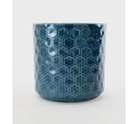 SaBrissi Planter Pot 6.5 inch Navy Blue Decorative Ceramic Indoor Planter Pot Geometric Honeycomb for Indoor Plants Succulents Flowers and Herbs