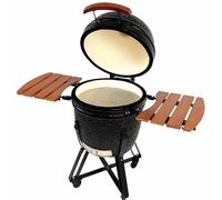 Sac Kamado 21" Ceramic BBQ Grill Oven, Charcoal Smoker, Black, Outdoor Cooker with Temperature Control, Large 346 sq inch Cooking Area, Heat Deflector, Stainless Steel Ash Tool