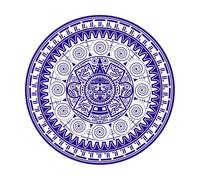Sac Aztec Wheel Calendar Mayan Sun god Mayan Symbols Ethnic mask Tattoo Engraving Decals 54.6x54.6cm Wall beautification DarkBlue