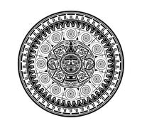 Sac Aztec Wheel Calendar Mayan Sun god Mayan Symbols Ethnic mask Tattoo Engraving Stickers 42x42cm Glass Stickers Black