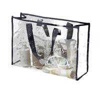 sac de Sport Transparent - Sac fourre-Tout in PVC | Sac de Sport Resistant, sac de Plage imperméable, sac de Transport Pratique, sac à linge léger, idéal Pour Voyage, Gym, Shopping, Black, See