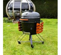 SAC Deluxe BBQ Grill Smoker Ceramic Kamado Oven Black 21" Foldable & On Wheels