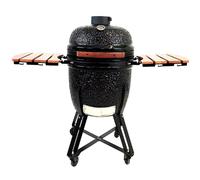 Sac Kamado 21" Ceramic BBQ Grill Oven, Charcoal Smoker, Black, Outdoor Cooker with Temperature Control, Large 346 sq inch Cooking Area, Heat Deflector, Stainless Steel Ash Tool