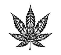 sac Meditation Jesus on a Marijuana Leaf Bold Spiritual Vinyl Wall Decals 42x43.1cm It Won't Fall Off Black