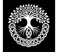 sac Roots Celtic Tree of Life Clipart Engraving Decals 42x43.8cm Window Decals White