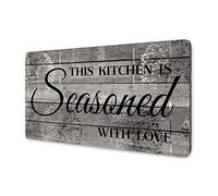 SAC SMARTEN ARTS Rustic Kitchen Decorations Wall Art, Farmhouse Decor-This Kitchen is Seasoned with Love-Printed Wood Plaque Signs Wall Decor 16" x 8"
