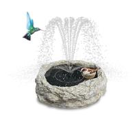 SAC SMARTEN ARTS Solar Fountain for Bird Bath with Solar Panel Resin Granite Rock Solar Water Fountain Pump for Bird Bath Outdoor Hummingbird Birdbath Fish Tank Pond with 5 Nozzles