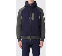 SACAI Bicolour Cotton and Nylon Zip-Up Hoodie with Patch Pocket - Size: 3 - male