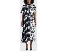 SACAI Midi Chemisier Dress in Patchwork Crêpe with a Korean Collar - Size: 3 - female