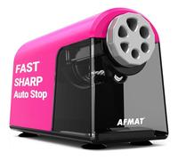 Sacapuntas eléctrico resistente, 6 agujeros, auto Stop AFMAT sacapuntas para la escuela, Aula para lápices de 6 a 11 mm, 7000 tiempos de afilado, rosa