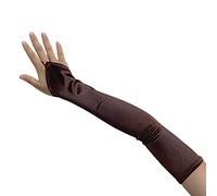 SACASUSA Satin Fingerless Wedding Gloves 23 Inch Above Elbow in 20 Colours, brown, One size