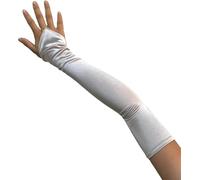 SACASUSA (TM) Fingerless Long Over the Elbow Bridal Satin Gloves with 20 colors - Silver - One Size