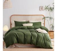 Sacebeleu Duvet Cover Set King Size,Army Green Olive Green Plain Microfiber Bedding Set Kingsize Quilt Cover 220x240cm with Zipper Closure and 2 Pillowcases 50x75cm