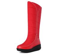 SACFOF Women's Winter Snow Boots Warm Thick Sole Mid Calf Boots Waterproof Rain Fur Lined Platform Winter Wedge Boots