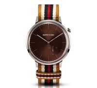 Sachs Ouro Women's and Men's Quartz Watch with Textile Strap Silver and Brown Dial
